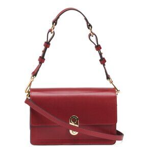 CHEVAL Cherry Red Made In Italy Leather Two Compartment Turn Lock Crossbody